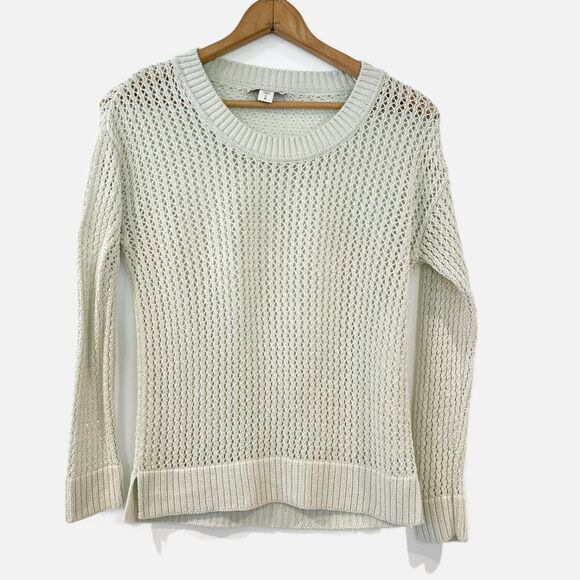 Coldwater Creek Light Mint Green Open Weave Sweater S/8 Pastel Lightweight - Picture 1 of 7